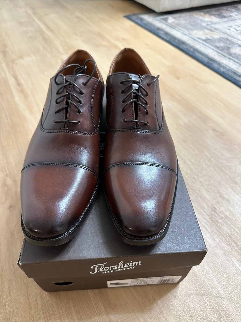 Florsheim Brown Leather Cap-Toe Derby Dress Shoes - Picture 2 of 11